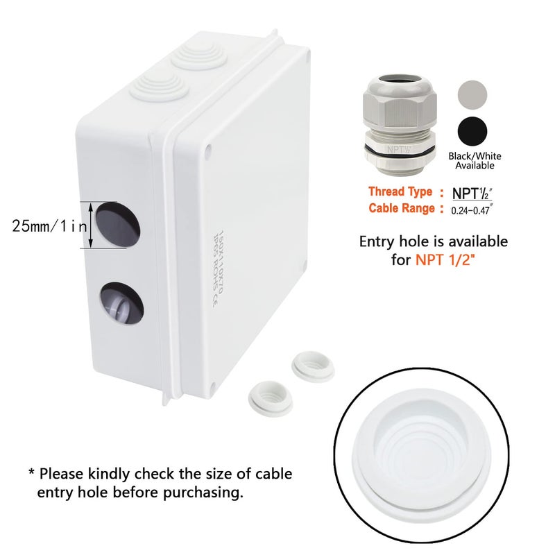 LeMotech ABS Plastic Dustproof Waterproof IP65 Junction Box Universal Electrical Project Enclosure White 5.9 x 5.9 x 2.8 inch (150 x 150 x 70 mm) - Image 5